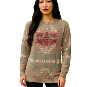 Ralph Lauren Aztec Knit Sweater Womens XL South Western Tribal Bohemian Boho NWT